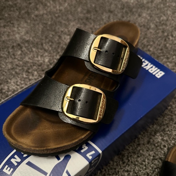 BIRKENSTOCK Arizona Big Buckle Slide Sandals in Black SIZE 7 - 7 1/2 (38) - Picture 6 of 13